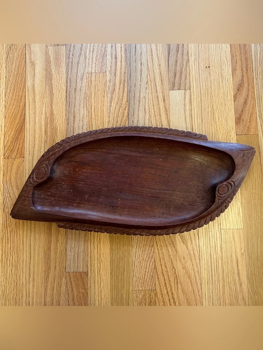 Vintage Wood Hand Carved Fish Bowl Platter